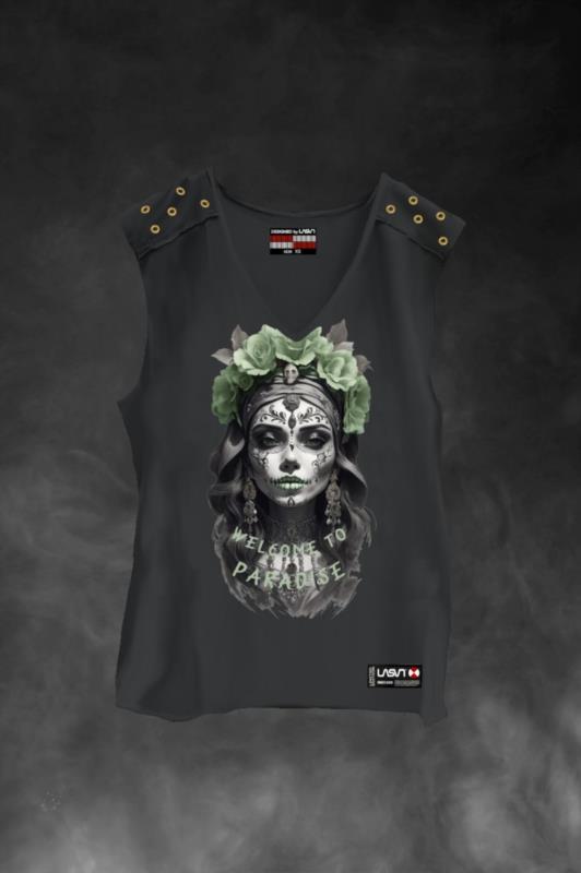 Camiseta de mujer LaSaL WELCOME gris oscuro