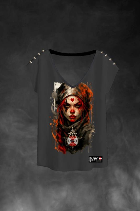 Camiseta de mujer LaSaL CORAZONES gris oscuro