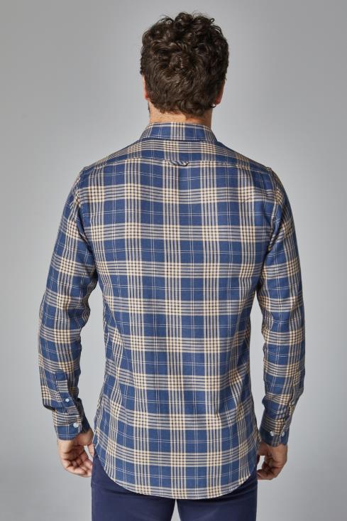 CAMISA CUADROS ALTONADOC AZUL Y BEIGE