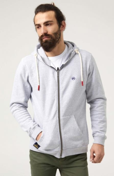 SUDADERA PARA HOMBRE ALTONADOCK CREMALLERA EN COLOR GRIS CLARO CON CAPUCHA Y LOGO BORDADO