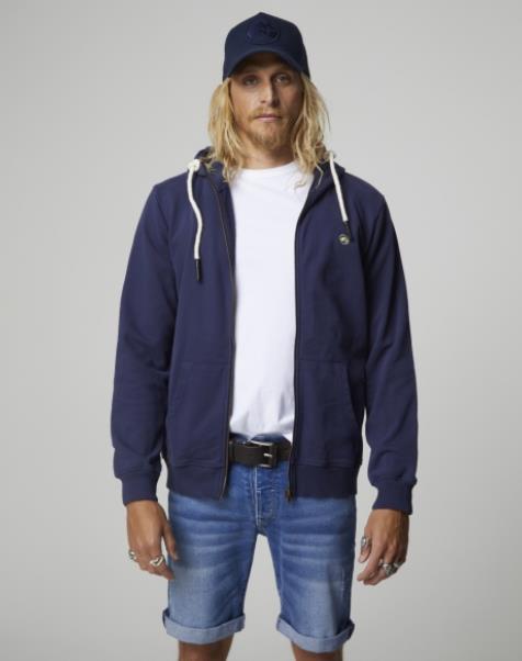 SUDADERA PARA HOMBRE ALTONADOCK CREMALLERA EN COLOR AZUL OSCURO CON CAPUCHA Y LOGO BORDADO