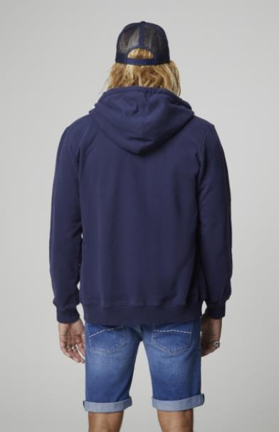 SUDADERA PARA HOMBRE ALTONADOCK CREMALLERA EN COLOR AZUL OSCURO CON CAPUCHA Y LOGO BORDADO