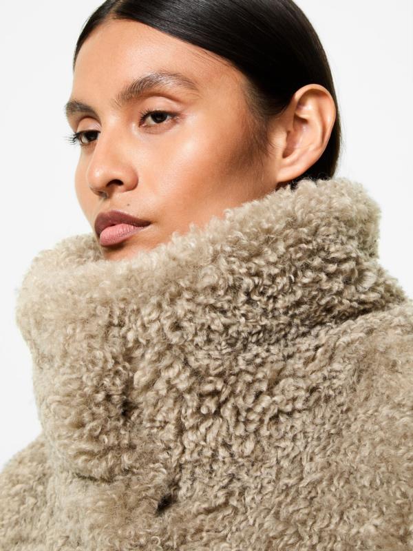 ABRIGO PELUCHE Lamb Hybrid Coat Wom Jkt TABACCO