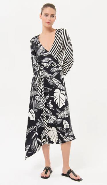 Long dress regular fit FRACOMINA with flowery and striped pattern