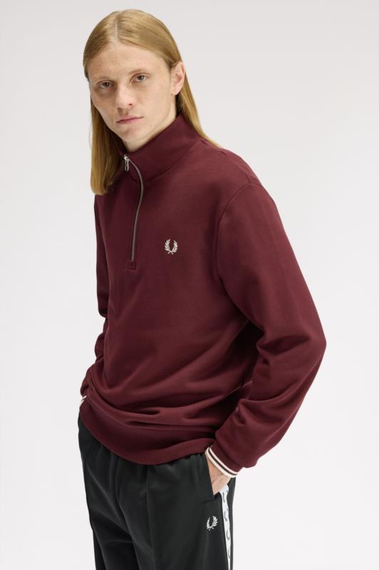 Sudadera Con Media Cremallera FRED PERRY Burdeos