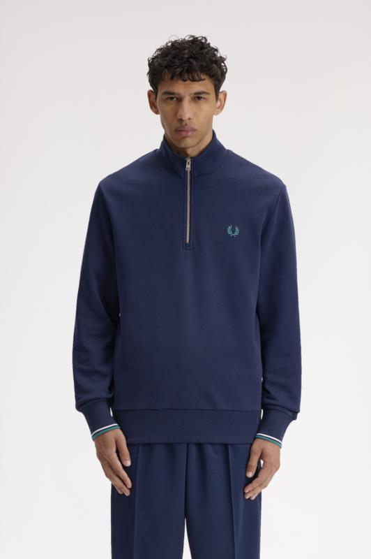 Sudadera Con Media Cremallera FRED PERRY AZUL TENIS