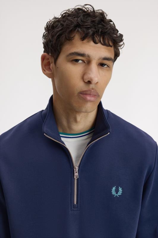 Sudadera Con Media Cremallera FRED PERRY AZUL TENIS
