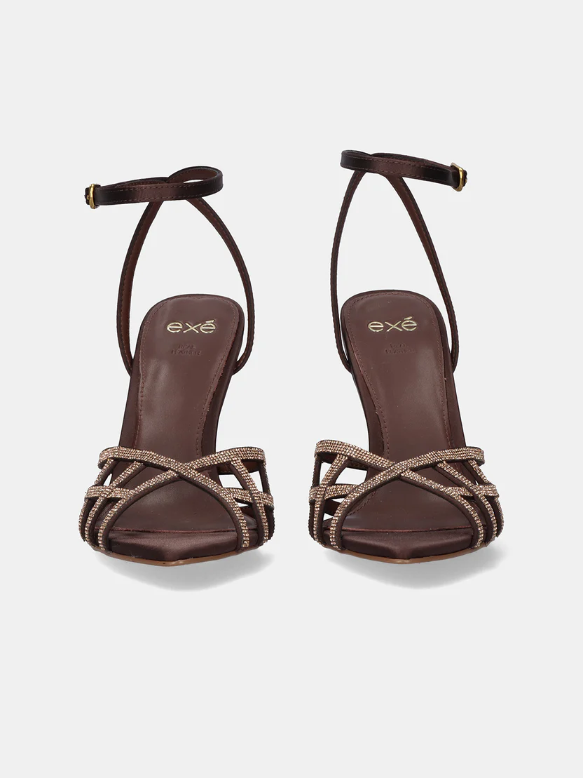 SANDALIA JOY-959 MARRÓN STRASS