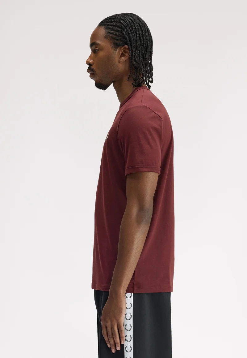 Camiseta para hombre FRED PERRY de cuello redondo BURDEOS