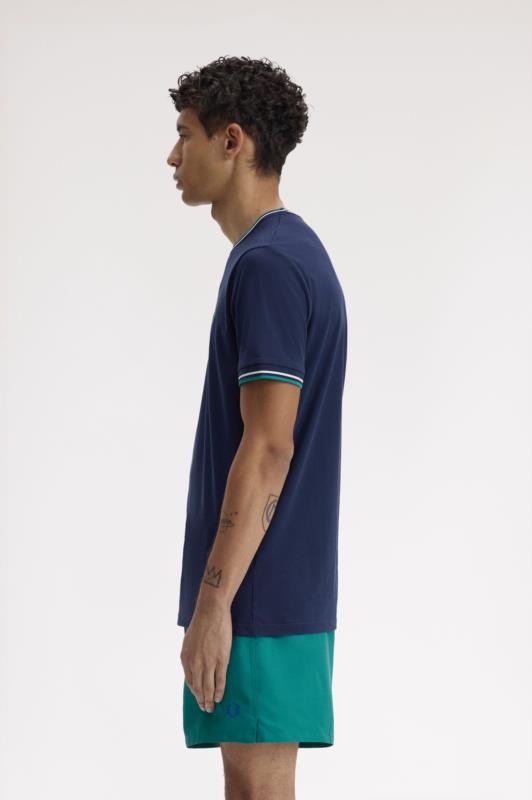 Camiseta para hombre FRED PERRY de cuello redondo AZUL TENIS