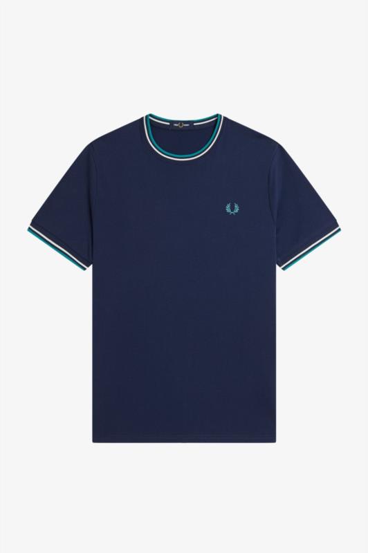 Camiseta para hombre FRED PERRY de cuello redondo AZUL TENIS
