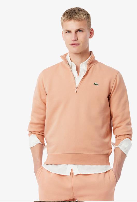 Sudadera LACOSTE de felpa de cuello alto con cremallera BEIG
