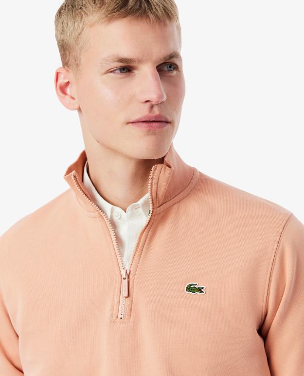 Sudadera LACOSTE de felpa de cuello alto con cremallera BEIG