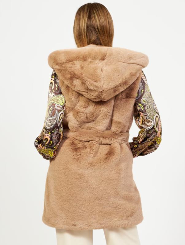 CHALECO PARA MUJER FRACOMINA FAKE FUR GILET WITH BELT MUD