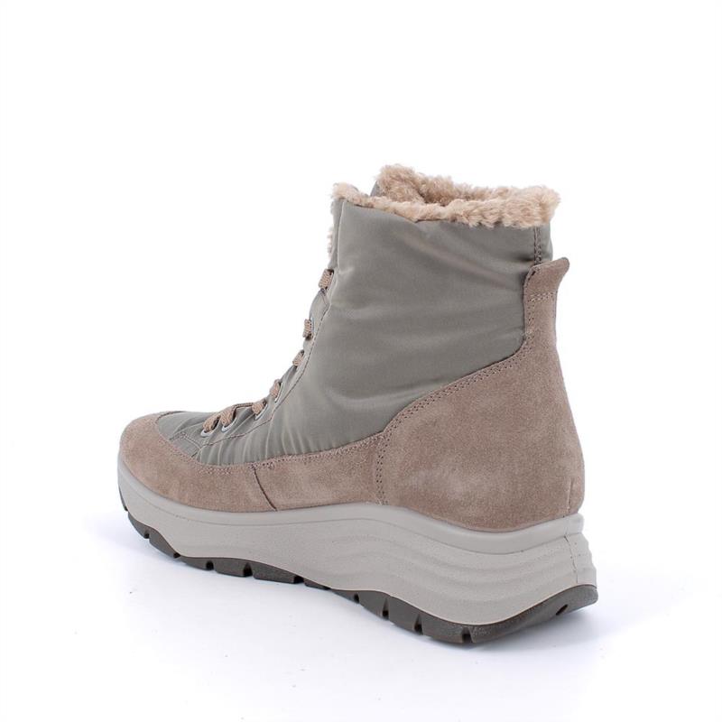 Botines gore-tex con cuña para mujer beige con cordones