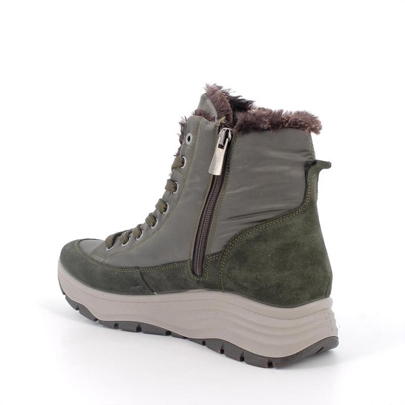 Botines gore-tex con cuña para mujer verde con cordones
