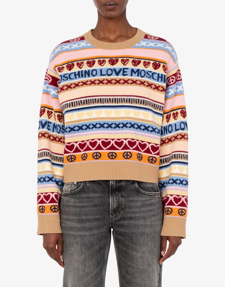 Jersey de lana con motivos bordados Love Moschino 