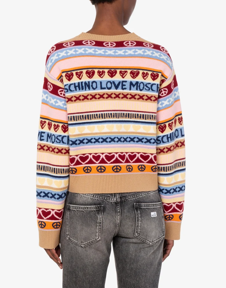 Jersey de lana con motivos bordados Love Moschino 