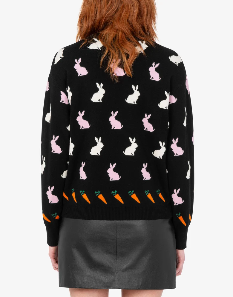 Jersey de lana extrafino con motivos bordados Love Moschino 