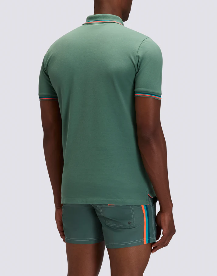 POLO BRICE DE ALGODÓN PIQUÉ CON DETALLES TRICOLOR CAMO GREEN